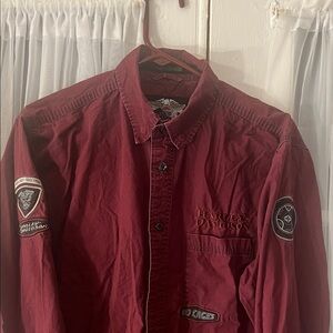 Harley Davidson long Sleeves Button Down Men’s Shirt With Patches Size Medium